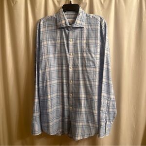 Peter Millar Blue Plaid Dress Shirt